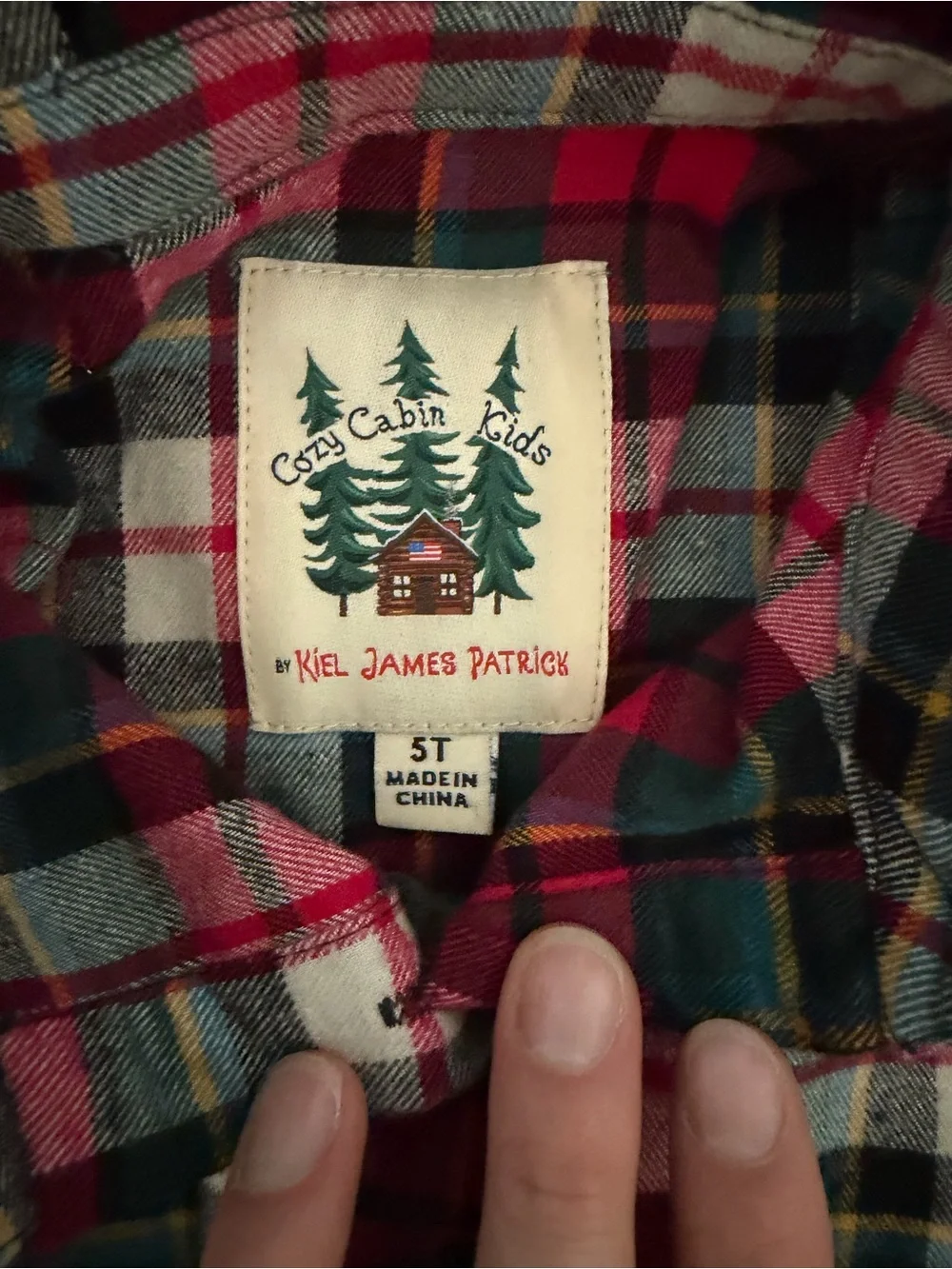 Kiel James Patrick Red Green White Plaid Button-Front Dress with Tie